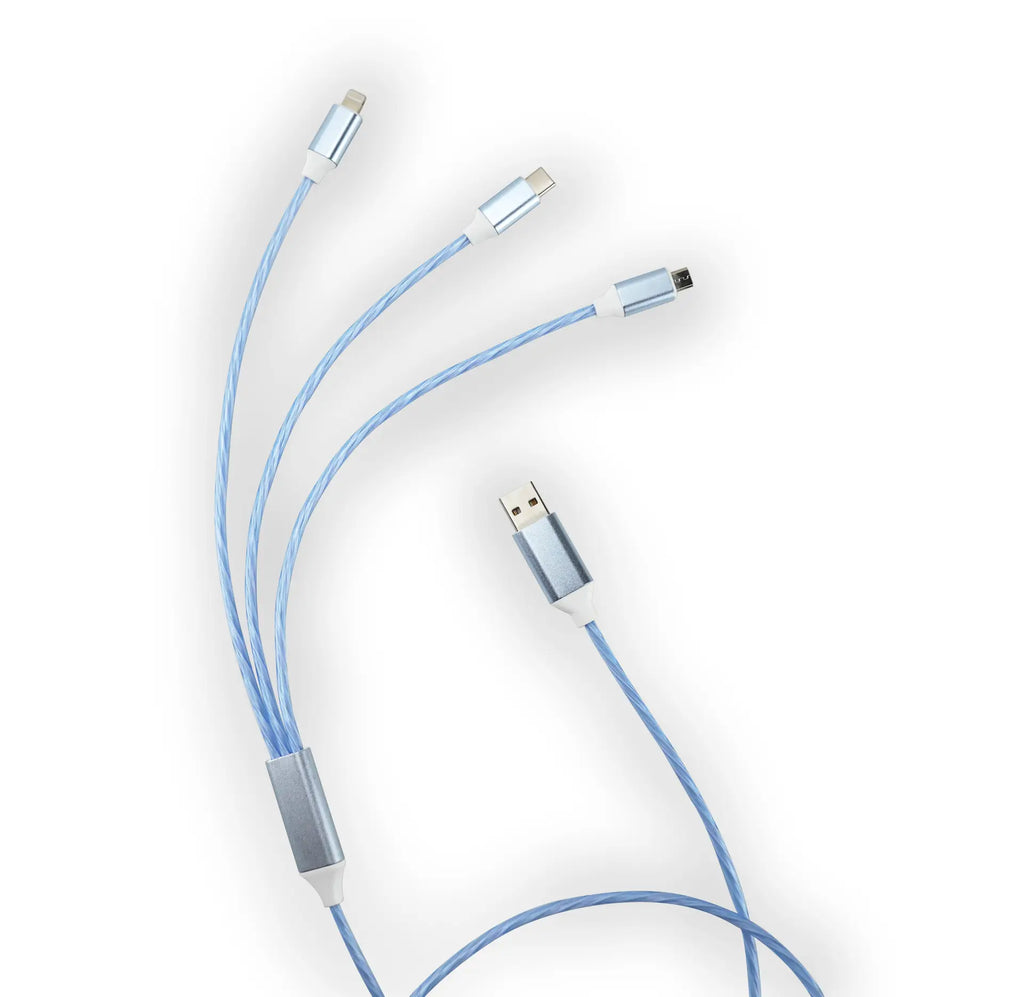 Amaze 4FT 3 in 1 LED Light Up Cable (Blue Light) image 0