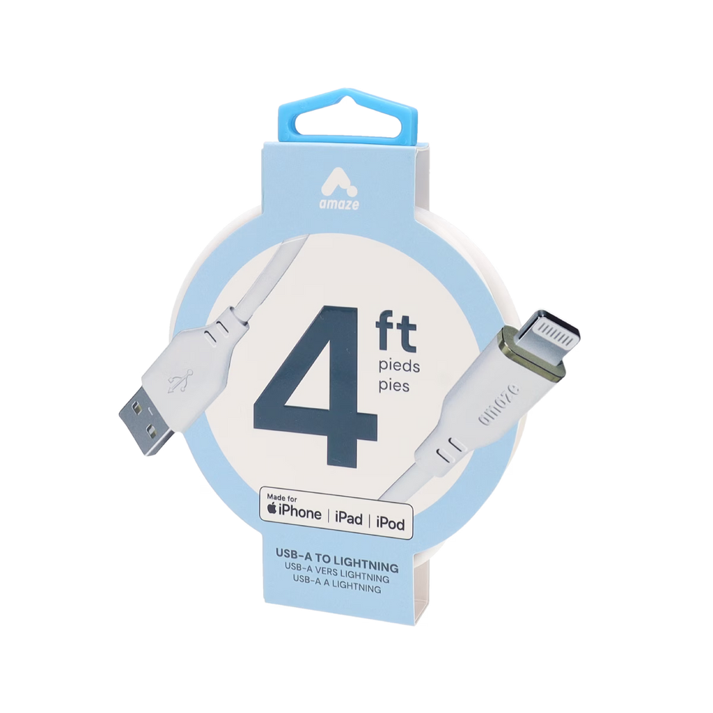 Amaze 4FT USB-A to Lightning White Cable image 2