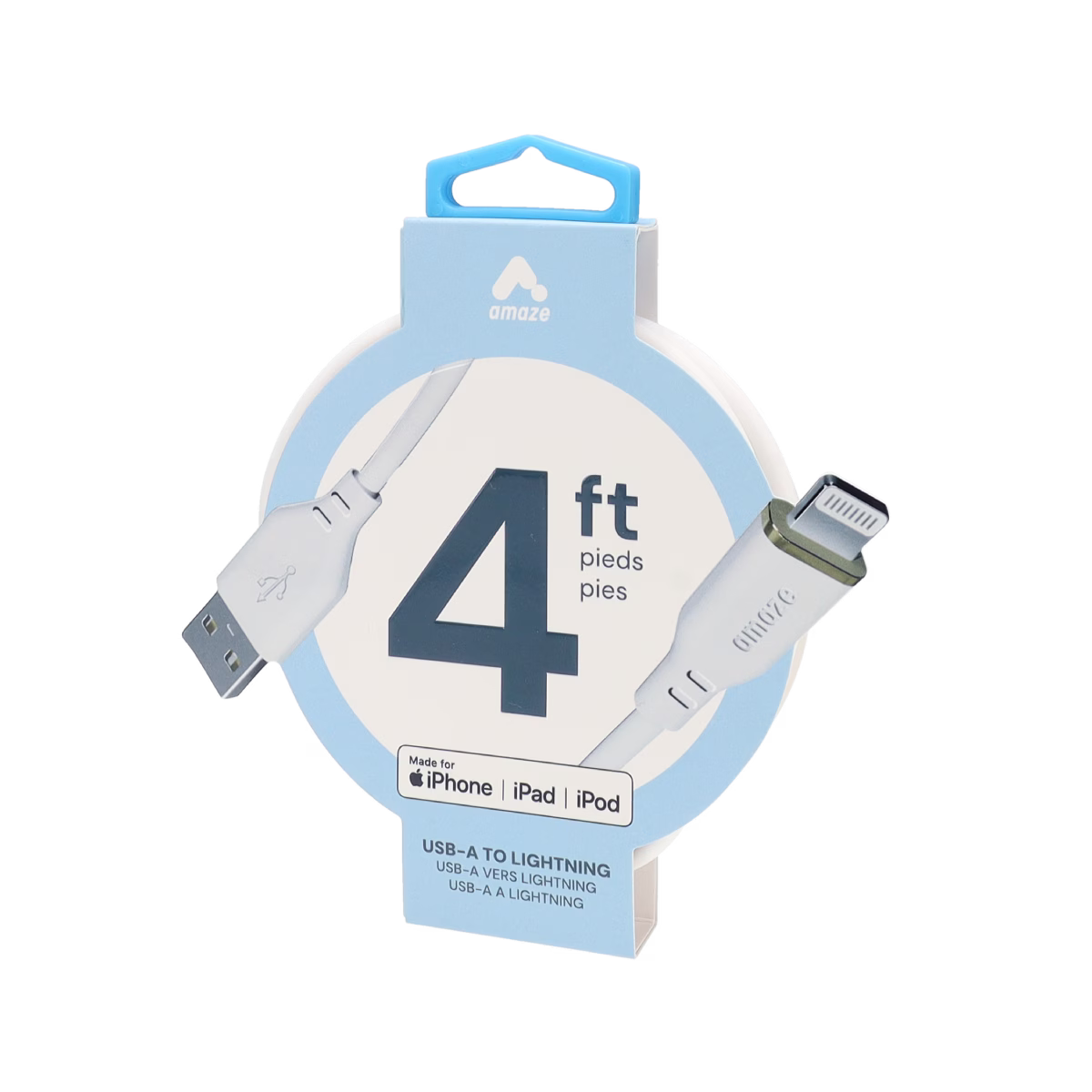 Amaze 4FT USB-A to Lightning White Cable image 2