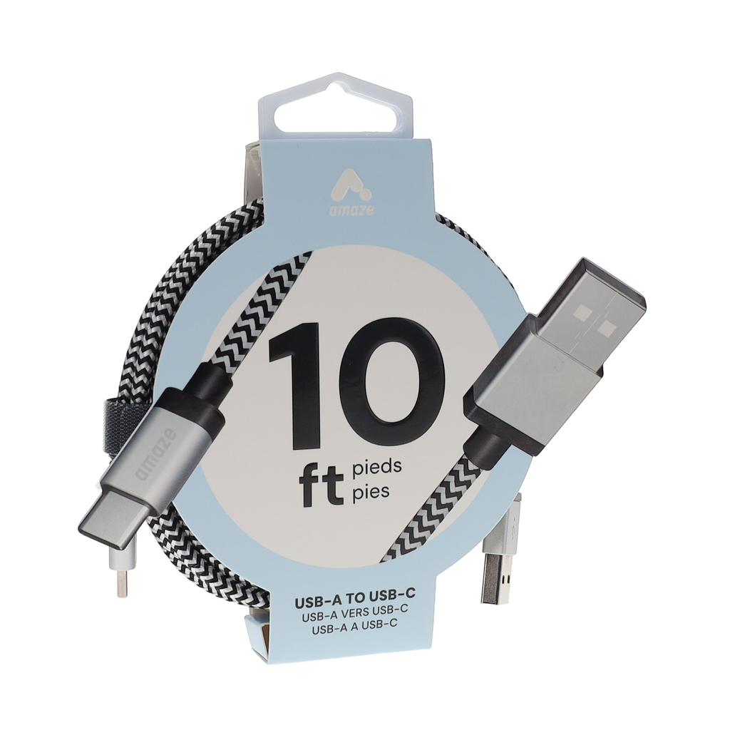 10 ft USB-A TO USB-C Premium Braided Cable
