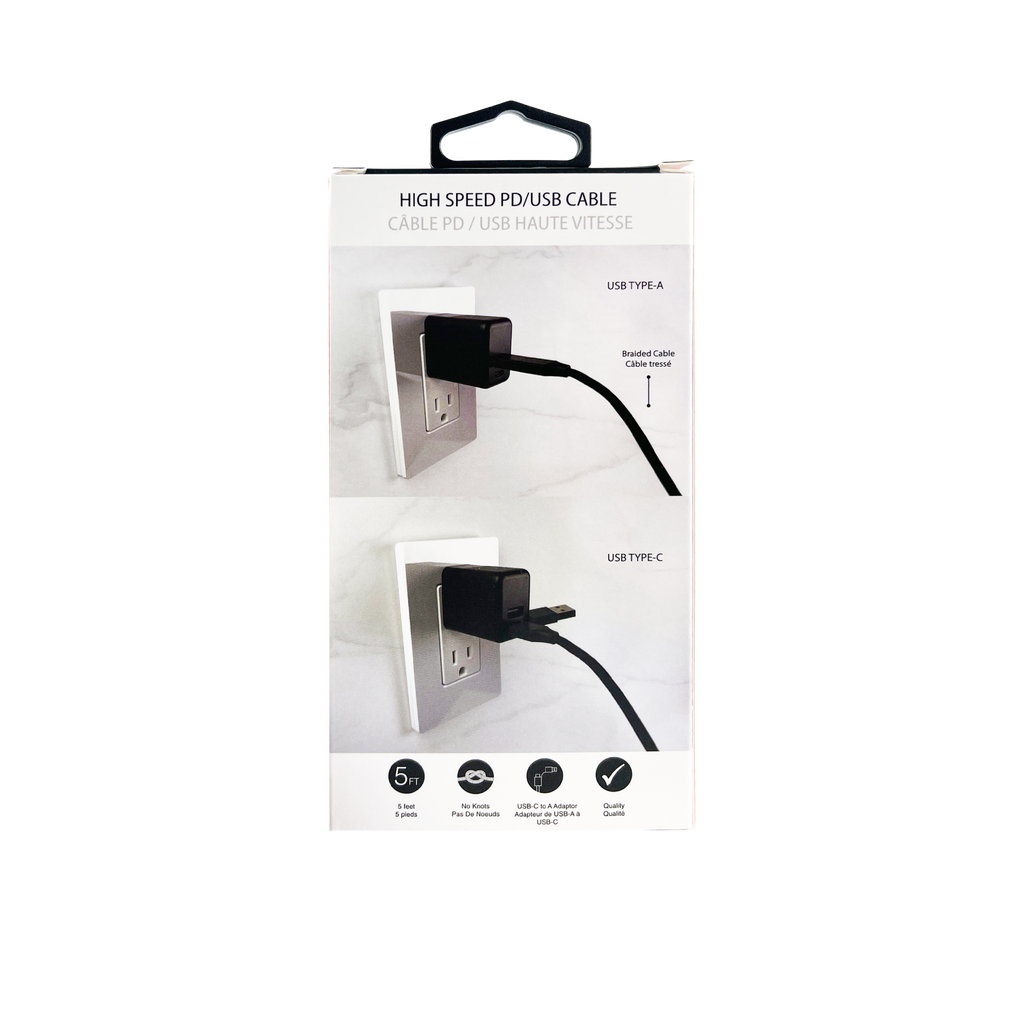 5 ft Dual Connector (Lightning to USB-A/C) High-Speed Charging Cable