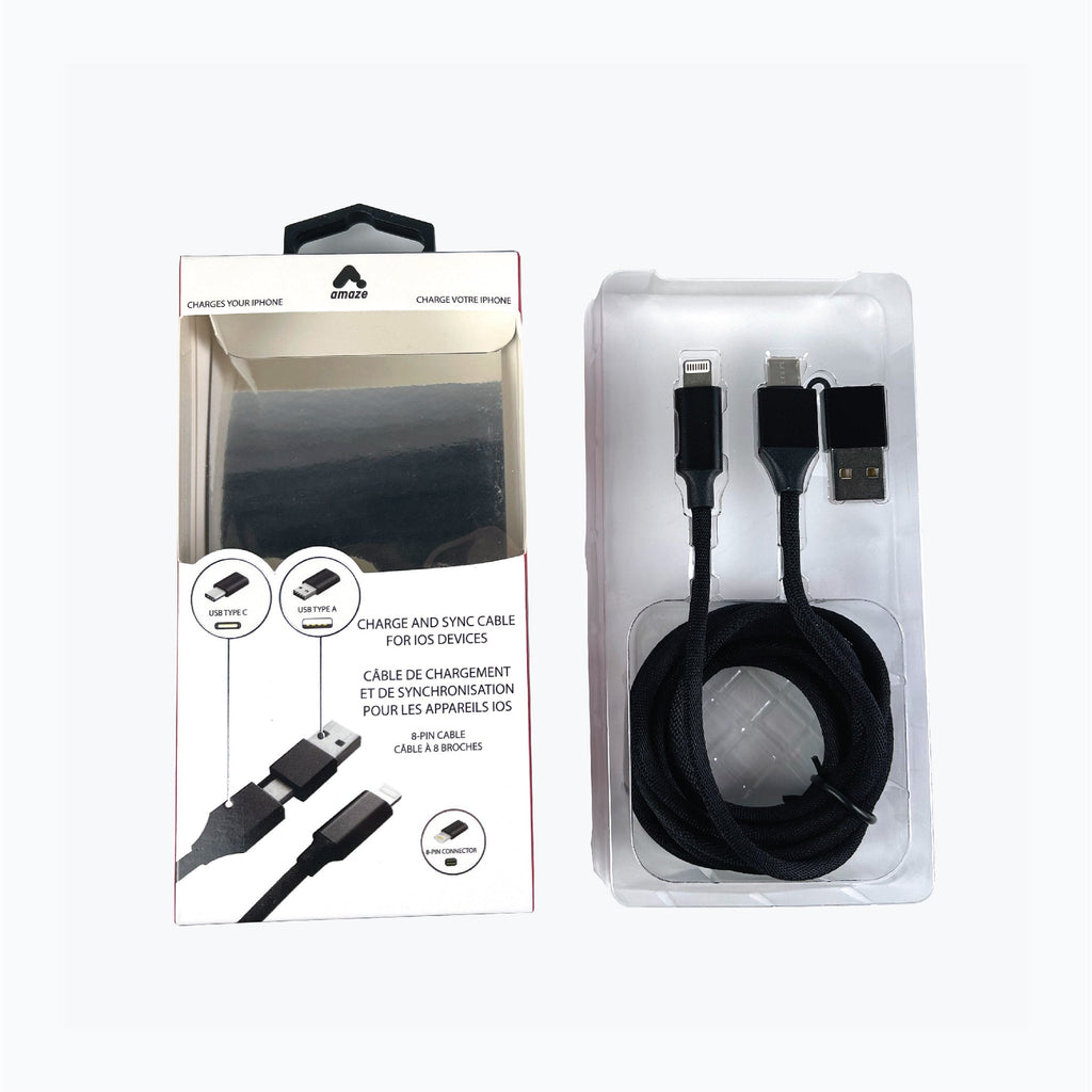 Amaze 5FT Dual Connector (USB-A & USB-C) High-Speed Charging Cable