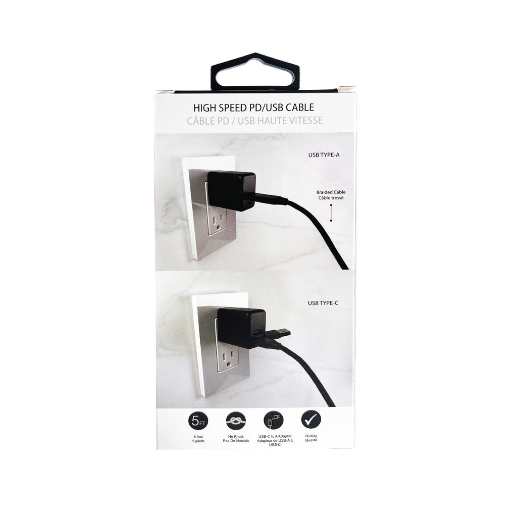 Amaze 5FT Dual Connector (USB-A & USB-C) High-Speed Charging Cable