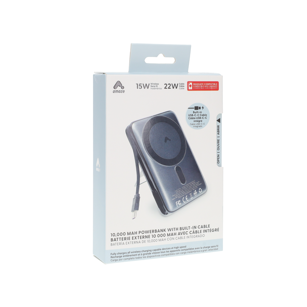 10,000 mAh Powerbank with Built-In Cable