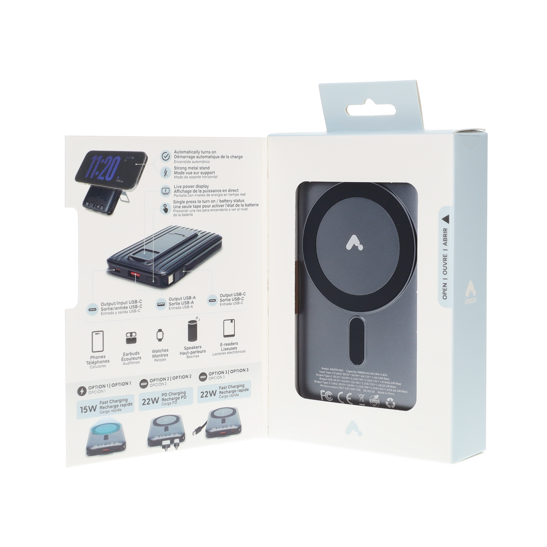 10,000 mAh Powerbank with Built-In Cable