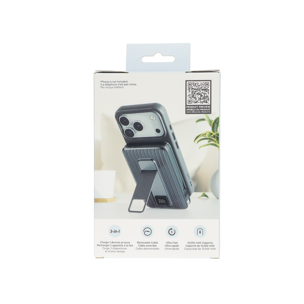 10,000 mAh Powerbank with Built-In Cable