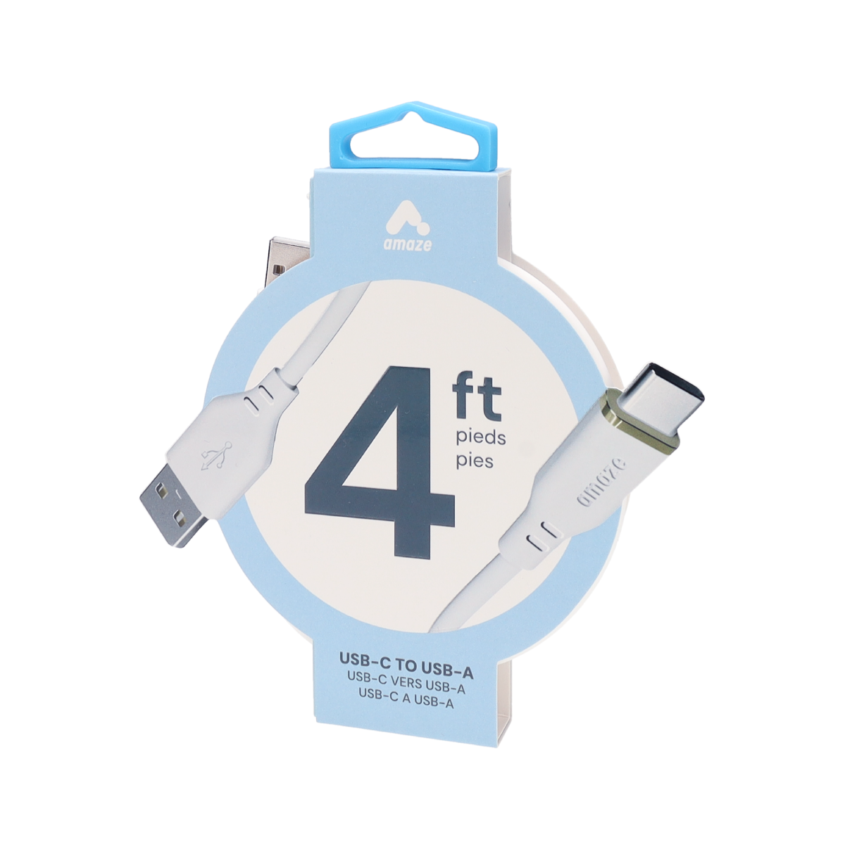 Amaze 4FT USB-C to USB-A White Cable