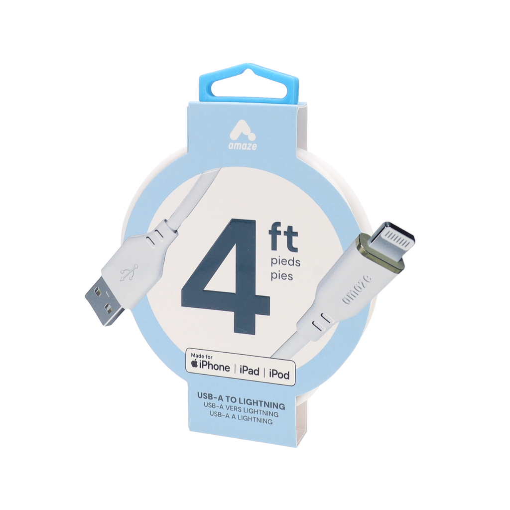 Amaze 4FT USB-A to Lightning White Cable